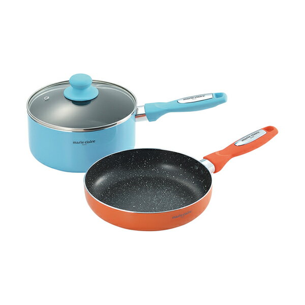マリ・クレール カラーズ アルミ片手鍋18cm&フライパン20cm(片手鍋 調理器具 キッチンアイテム ギフト プレゼント 贈り物 お祝い 内祝い 結婚祝い 結婚内祝い 出産内祝い お返し お礼 快気祝い 退職祝い 引越祝い 挨拶 人気 おすすめ)