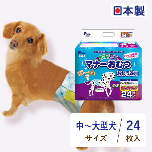 P.one 男の子のためのマナーおむつ 中〜大型犬用 24枚(おこもり 巣ごもり おうち時間 ペット用おむつ ペット用オムツ 犬 オムツ おむつ 男の子 雄 トイレ マーキング 紙おむつ ペットトイレ 日本製)