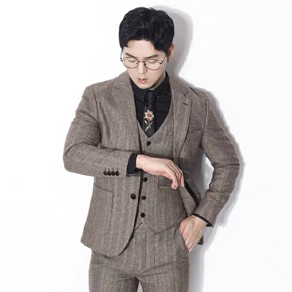 【送料無料】アンティーク風ライトブラウンタキシード【ジャケットのみ】 (タキシード 細身 紳士服 フォーマル 結婚式 二次会 セレモニー カジュアル おしゃれ お呼ばれ パーティー)