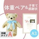 【送料無料】体重ベア ハグミーベア Aタイプ&子育て感謝状セット(A3サイズ)両親プレゼント 結婚式 入籍 親ギフト テディベア お祝い 誕生 両親へのプレゼン...