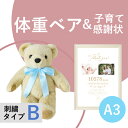 【送料無料】体重ベア ハグミーベア Bタイプ&子育て感謝状セット(A3サイズ)両親プレゼント 結婚式 入籍 親ギフト テディベア お祝い 誕生 両親へのプレゼン...
