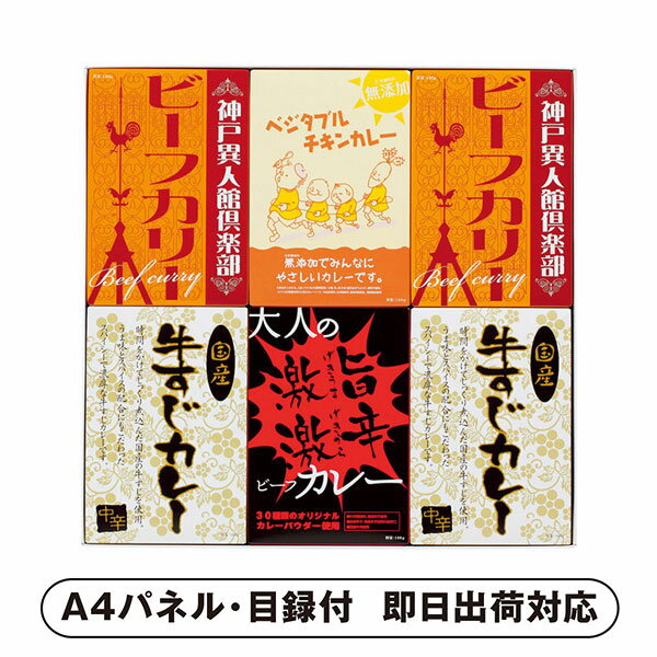 味わいカレーセット6P【パネル・目録付】(景品 二次会 披露宴 結婚式 余興 忘年会 新年会 抽選会 社内..