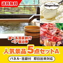 【あす楽対応可】「選べる温泉旅行ペア宿泊券」が目玉の人気景品5点セットA(二次会 景品 コンペ 新年会 忘年会 結婚式二次会 ゴルフ イベント 参加賞 抽選会 ...