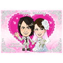 CG似顔絵ウェルカムボード2nd ピンクハートシンプルプレゼント 結婚式 ギフト お祝い 披露宴 ウェディング ウエルカムスペース