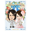 CG似顔絵ウェルカムボード2nd ローズリース(ブルー)プレゼント 結婚式 ギフト お祝い 披露宴 ウェディング ウエルカムスペース バラ リボン 上品 大人ス...