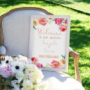グラフィック ウェルカムボード(ウォーターフラワー コーラルピンク)結婚式 ギフト お祝い 披露宴 ウェディング ウエルカムスペース 花 エレガント 水彩 ナチ...