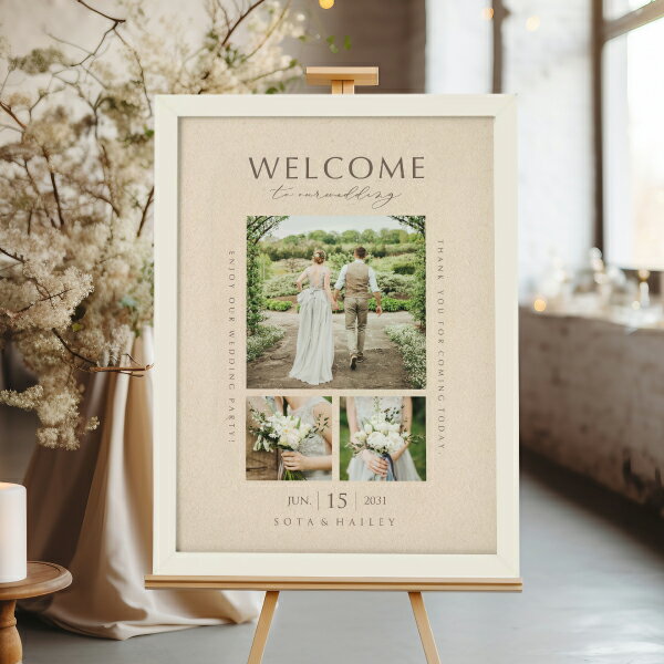 フォトウェルカムボード（ベストモーメント エクリュベージュ）結婚式 ギフト お祝い 披露宴 ウェディング ウェルカムスペース