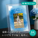 フォトメモリアルボード(リバティ) A4サイズ(ペット 位牌 写真 名前 年月日 記念 形見 メモリアルグッズ ペット供養 ペット仏壇 初盆 犬 わんちゃん 猫...
