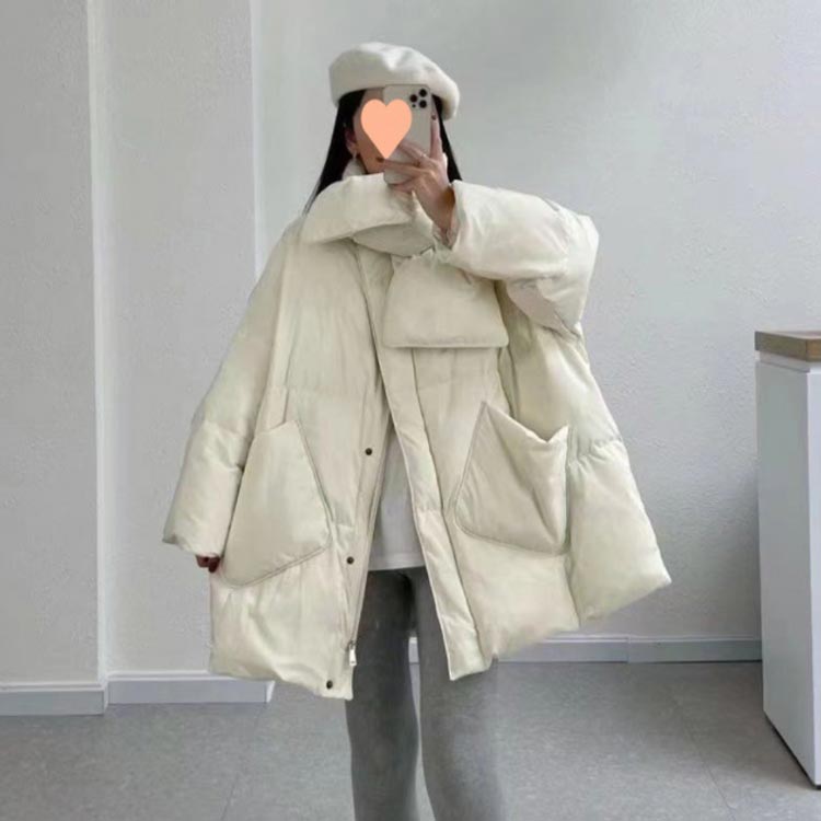 冬 ダウンコート ダウンジャケット アウター ノーカラー コート 軽量 中綿ジャケット レディース 中綿コート コートあったかアウター 襟なし カジュアル 通勤 通学 防寒 韓国ファッション 無地 マフラー付き