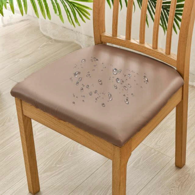 4枚セット 椅子カバー 座面のみ チェアカバー レザー調 合皮 PU 座面用 ダイニングチェアカバー デスクチェアカバー イスカバー 座面カバー 防水 イス保護 ズレない 汚れ防止 模様替え 無地 北欧 プレゼント ギフト [3]