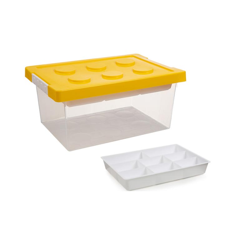 1個セット 2タイプ×4色 ブロック おもちゃ 収納 ボックス M おもちゃ収納 おもちゃ 収納ケース 仕切り付き キッズ お片付け 知育家具 キッズ クリア 子供部屋 雑貨 BOX ケース 整理整頓 オモチャ 玩具 収納 ケース ボックス [3]