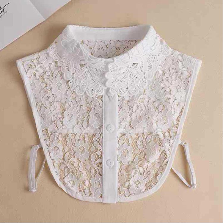 Picaholicの全2タイプ 刺繍 総レース オシャレ 重ね着風 小物 アクセサリー トップス レディース ブラウス 付け襟 付け襟 着回し スカラップ シースルー シャツ レイヤード おしゃれ 着ぶくれ防止 エレガント 可愛い レース｜アングル3