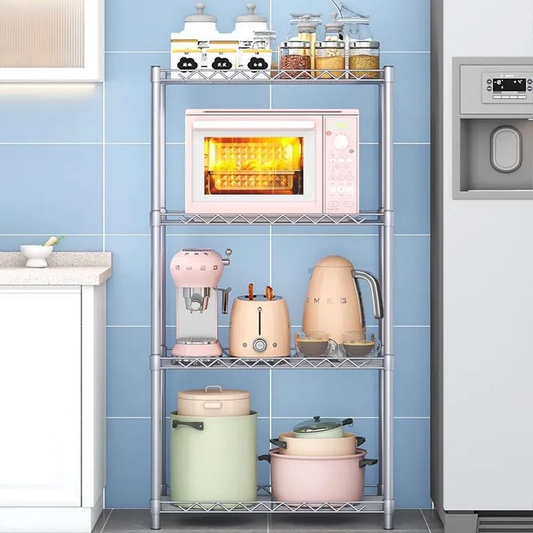 棚板付き ペール上ラック スチールラック キッチン収納 4段 レンジ台 北欧 キッチンラック 棚 スライド棚 幅56 ゴミ箱 大型レンジ対応 スリム おしゃれ スライド棚 キッチンラック キッチン収納 台所収納 奥行35