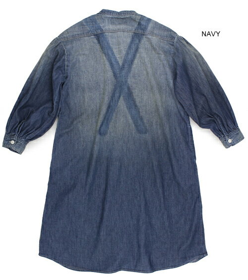 【セール　デニム＆ダンガリー　DENIM DUNGAREE】ライトオンスデニム ワーク シャツ OP(01)8分丈【728902】