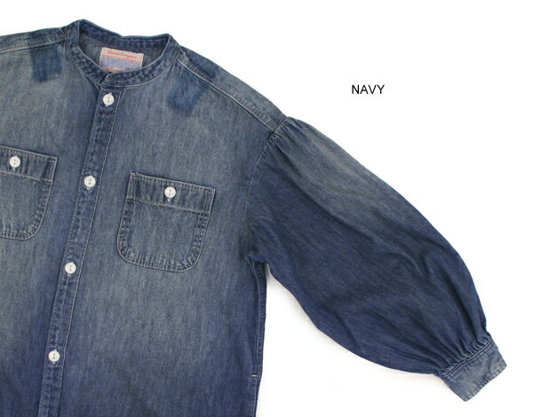 【セール　デニム＆ダンガリー　DENIM DUNGAREE】ライトオンスデニム ワーク シャツ OP(01)8分丈【728902】