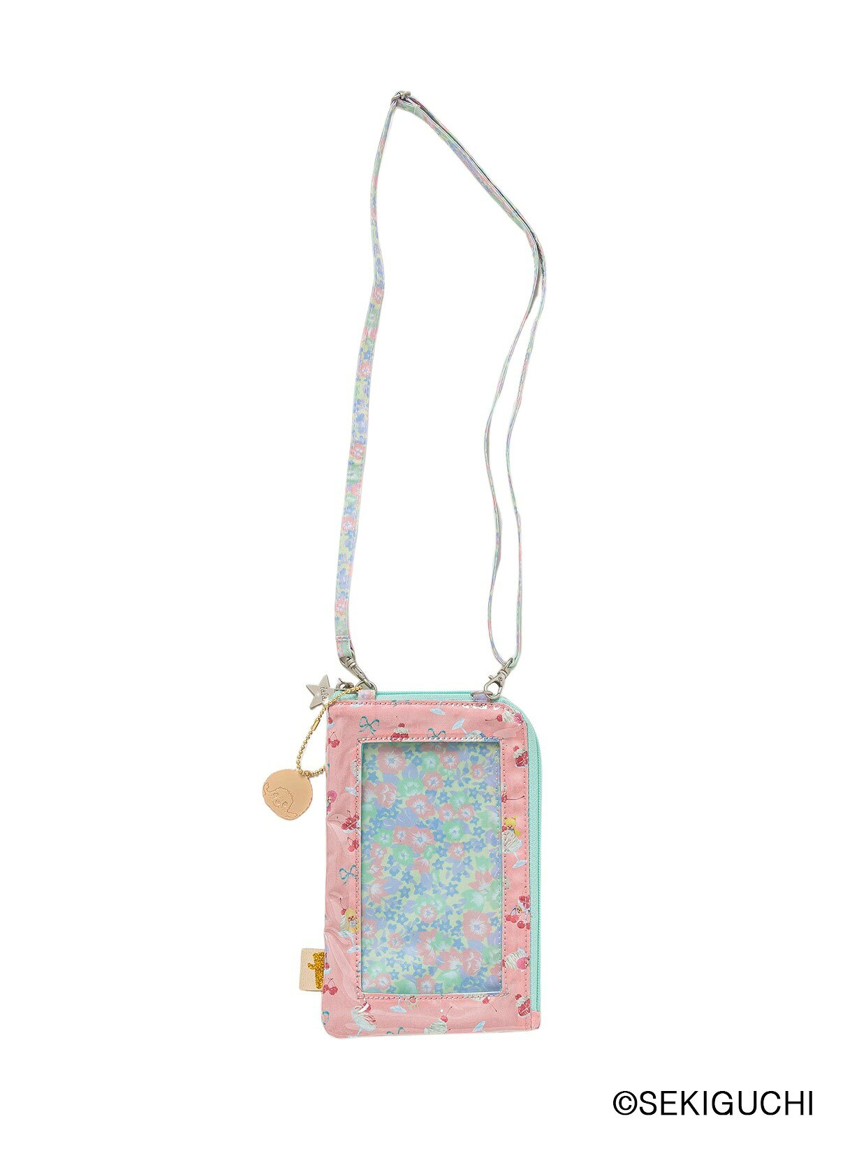 乐天商城 - 【fafa/フェフェ　モバイルポシェット】MAELLE (mobile pochette)バブルガムピンクモンチッチ/透明窓付きスマホショルダー/ウォレットショルダー