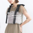 [期間限定30%OFF《12日(土)09:59まで》PICCIN 【WEB限定】チュールフリルショートビスチェ レディース ビスチェ タンクトップ キャミソール チュール 伸縮性 リブ フリル リボン ショート丈 グレイッシュベージュ ブラック