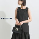 PICCIN 肩リボンペプラムワンピース レディース ワンピース ペプラム ラウンドネック ノースリーブ フリル ティアード リボン 後ろホック ファスナー ブラック