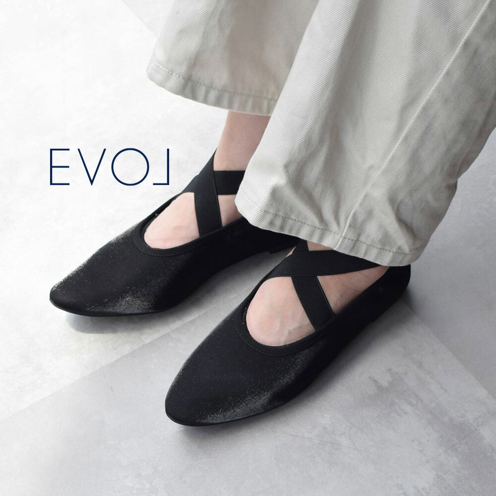 [20%OFF→5544円]EVOL クロスフラットパンプス レディース パンプス フラット ゴムバンド バレエコア ラメ 軽量 動きやすい シルバー ブラック