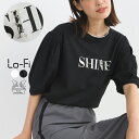 Lo-Fi 【WEB限定】ドライ天竺ロゴカットソー コットン 天竺 レディース トップス Tシャツ カットソー ドライ 通気性 吸水性 伸縮性 ロゴ パール ビーズ オフホワイト ブラック