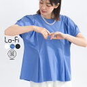 Lo-Fi 【WEB限定】コットン天竺切り替えカットソー コットン天竺 レディース トップス カットソー Tシャツ ドルマン 後ろボタン オフホワイト サックスブルー ブラック