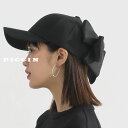 PICCIN ビッグリボンキャップ レディース 帽子 キャップ リボン 紫外線対策 UVカット ブラック