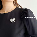 PICCIN ビジューリボンブローチ レディース ファッション雑貨 アクセサリー ブローチ リボン ビジュー シルバー