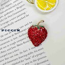 PICCIN イチゴブローチ レディース ファッション雑貨 アクセサリー ブローチ フルーツ 果物 イチゴ いちご レッド