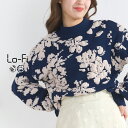 Lo-Fi 【WEB限定】異素材フラワー柄ニット レディース トップス ニット フラワー柄 アイボリー チャコールグレー