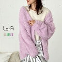 [期間限定40%OFF《27日(金)01:59まで》Lo-Fi ナイロンフェザーヤーンカーディガン フェザーヤーン カーディガン レディース 長袖 Vネック ふ...