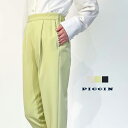 PICCIN PERLA センタープレスパールビーズ付きパンツ レディース テーパードパンツ センタープレス 無地 パールビーズ 裏地なし 後ろゴム グレイッシュベージュ ライトグリーン ブラック S M