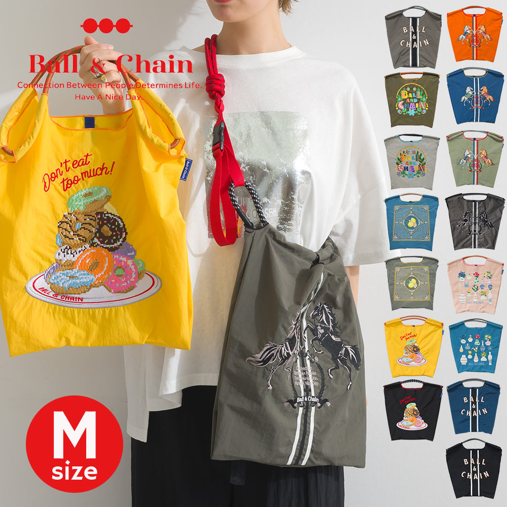 [正規販売店] [Ball&Chain] ボールアンドチェーン Mサイズ shopping bag-Msize ユニセックス レディース エコバッグ ボール&チェーン 刺繍 おしゃれ カジュアル トート かわいい 布 バッグ 洗える M PICCIN ピッチンのサムネイル