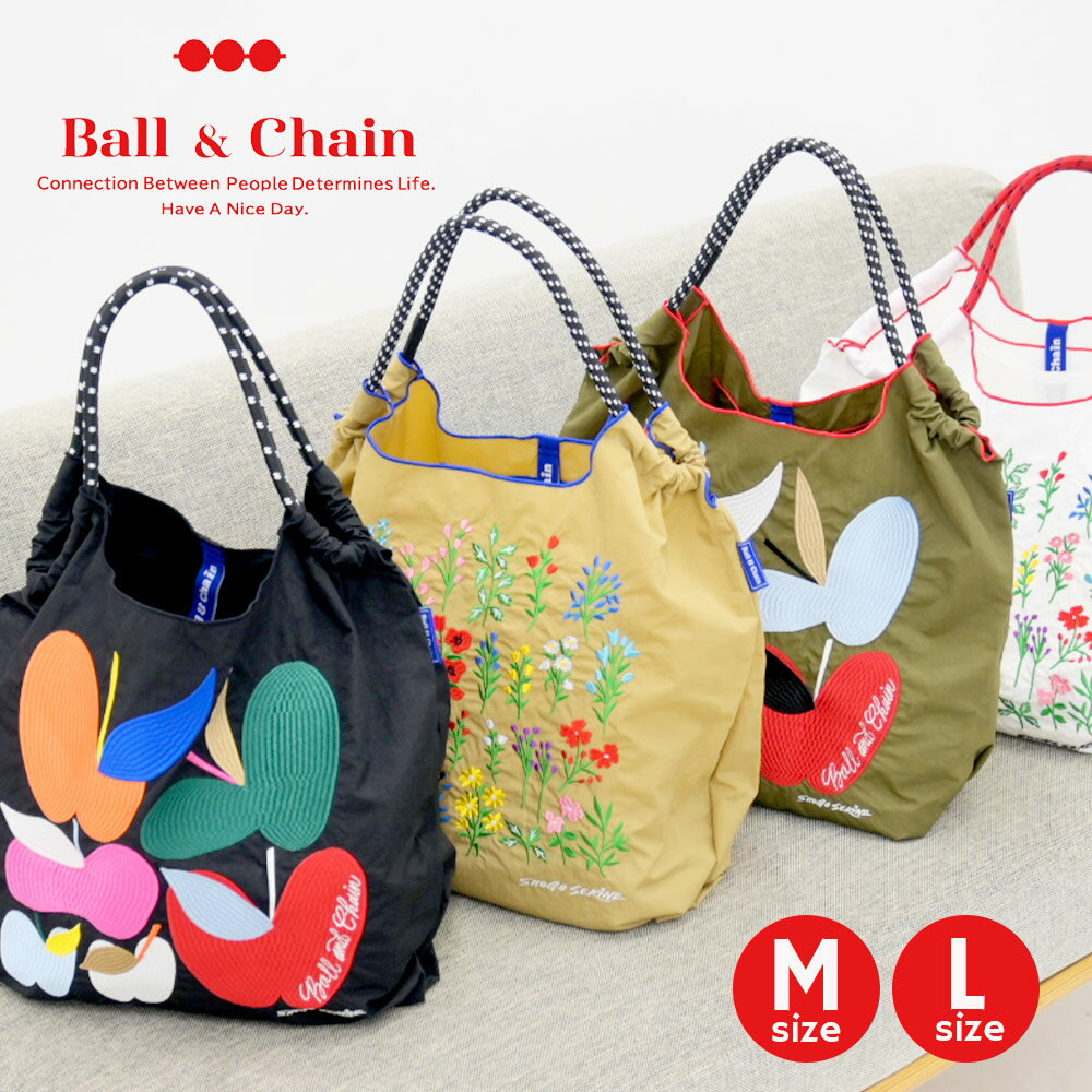 [正規販売店] [Ball&Chain] ボールアンドチェーン SHOGO SEKINE Mサイズ Lサイズ 関根省吾 shopping bag ボール&チェーン ボタニカル ユニセックス レディース エコバッグ 刺繍 おしゃれ カジュアル トート トートバッグ ギフト かわいい 布 バッグ 花 りんごのサムネイル