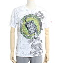 Red Monkey レッドモンキー メンズ Tシャツ 半袖 LAND OF THE RISING RDMT102 プリント 刺繍 トラ 虎 ホワイト グリーン...