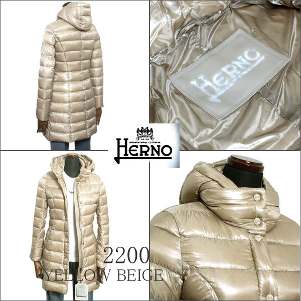 HERNO ヘルノ レディース ロング ダウンコート PI0045D-12017-2200 イエローベージュ