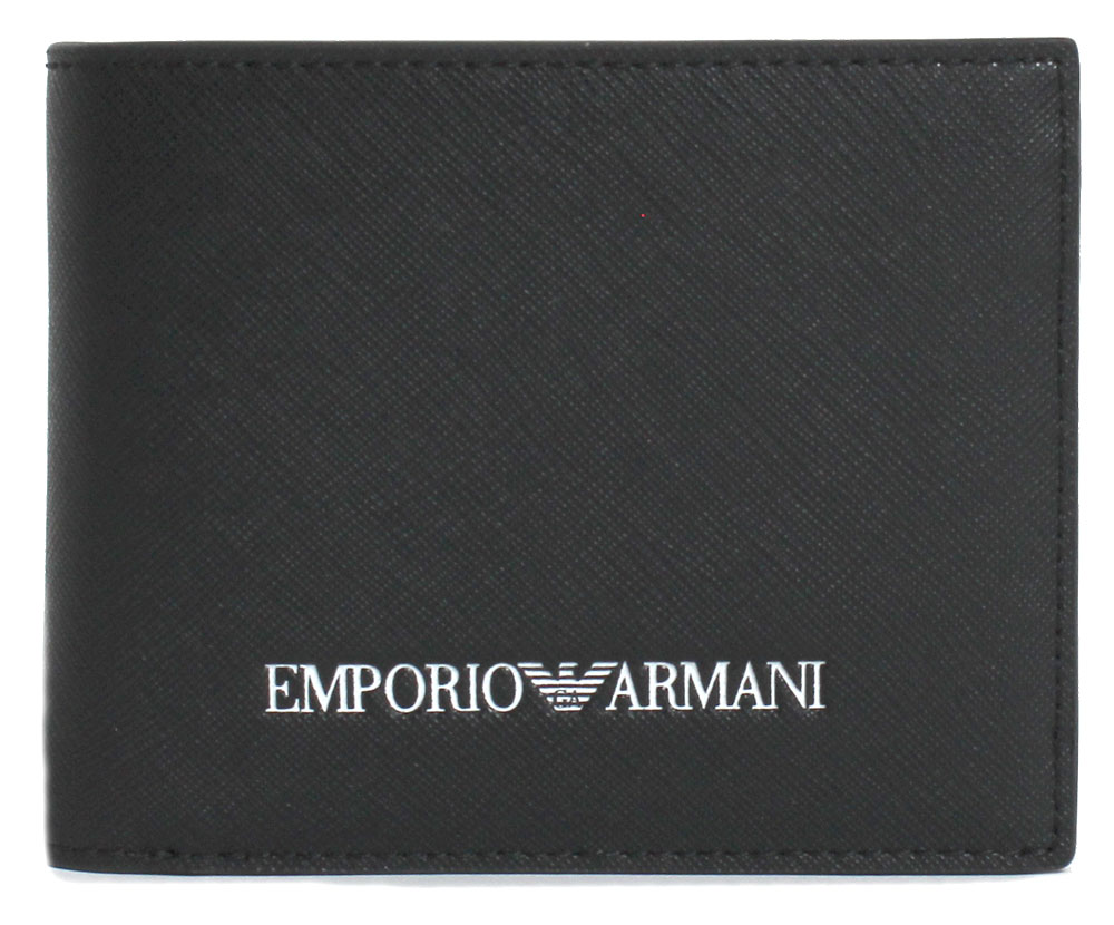 アルマーニ 財布（メンズ） 【送料無料】EMPORIO ARMANI エンポリオアルマーニ 二つ折り財布 Y4R165 Y020V 81072 BLACK メンズ レディース ユニセックス【父の日】【ラッピング無料】