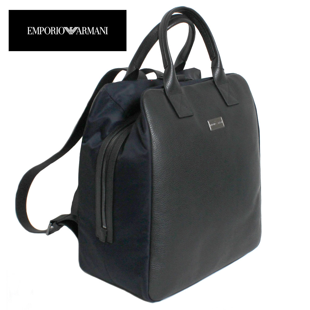 【送料無料】EMPORIO ARMANI エンポリオアルマーニ バックパック・リュックサック Y4O355 Y106J 83193　BLACK/NAVY ブラック ネイビー メンズ レディース ユニセックス【父の日】