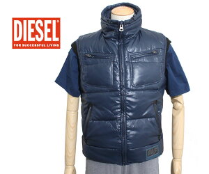 【送料無料】【正規品】DIESEL ディーゼル メンズ ダウンベスト WERIS JACKET 00CWDJ-00FVR-86G ネイビー ブルー