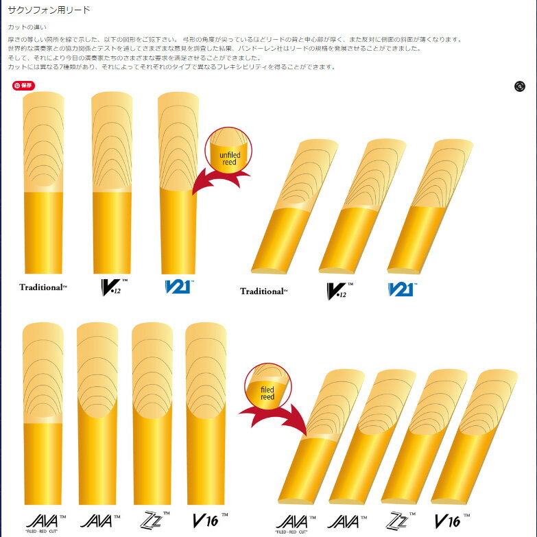 vandoren[バンドーレン]　テナーサクソフォン用リード　V16　[1枚バラ売り]