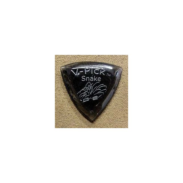 Smoky Mountain Series/4.1mm V-SNA-SMのPointed仕様。しっかりした握り心地はベースプレイヤーにも好まれる。 販売単位：1枚ピックの常識を打ち破るがごとく登場したV-PICKS。発売以来、数多くのギタリストを魅了してきました。 一度知ると忘れることができないV-PICKSの使用感は次のような特徴に裏付けられます。 ・スムーズに流れるようなピッキングが可能に V-PICKSは硬度の高いアクリルで作られています。このことにより、弦を弾く際のピックのしなりが少なくなり、ピッキングの回転を高めます。つまり通常よりも素早いピッキングが可能になります。 また、ピックのエッジはナイフエッジ状に仕上げられていますので、常に最適なポイントで弦をヒットし、軽いピッキングでもしっかりとしたアタックを得られますので、無駄な力を抜いたリラックスした状態でのピッキングが可能になります。 ・ 音質の変化 硬度の高いアクリルをピックの素材として使用することにより、ピッキングによる倍音が多く生みだされ、奥行きのある音像になる傾向があります。 またピックの厚みや先端の形状によっても微妙に音質が変化します。 ・べっ甲のような使用感 指に吸いつくようなフィット感やスムーズな使用感はべっ甲ピックの使用感を思い出させます。