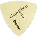 Ibanez Clammbon クラムボン ミト トライアングル ピック 形状：トライアングル 材質：ウルテム 厚み：0.6mm 販売単位：1枚 ULTEM − 熱に耐える樹脂を素材として使用した、新感覚ピック 非晶性熱可塑性ポリエーテルイミド(PEI)樹脂のULTEM樹脂シリーズは、きわめて優れた耐熱性、高い強度と剛性、幅広い耐薬品性を備えています。ULTEMは、透明と不透明のカスタム色があるほか、ガラス充填グレードも用意されています。また、ULTEMはさらに高い耐熱性、耐薬品性、弾性率の要求にも対応できます。 ポリエステル・エラストマー(by 東レ・デュポン）を素材として使用した、新感覚ピック ・高強度と高耐久性、良反発弾性素材のため、擦り減りにくく、弦のはじきやすさは抜群です。 ・高消音性により、弦との接触時（＝ピッキング時）のノイズを従来のピックとは比較にならないほど低減します。 ・高耐衝撃性により、弦タッチ/あたりが丸く、なめらかでしっとりとした弾き心地を実現します。