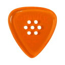 グラヴィティ ギター ピック　Classic Big Mini, Multi-Hole 形状：ティアドロップ 厚さ：3.0 mm with Multi-Hole, Orange 材質：アクリル 加工：マルチホール 販売単位：1枚グラビティギターピックは、ハンドメイドでピックを製作するアメリカのブランド。アクリル素材を職人の手によりひとつひとつ丁寧に加工され作られるピックは、美しく磨き上げられ、手に馴染む使い心地と、スムースな演奏性、すばらしいトーンを生み出します。 アクリルを使用し独特のエッジデザインを採用する事で、速くラウドなプレイにも対応。一般的なピックに比べ耐久性も高く、同じトーン、同じ演奏性で長期間使用できるのも特徴です。 その他のGRAVITYピックを探す