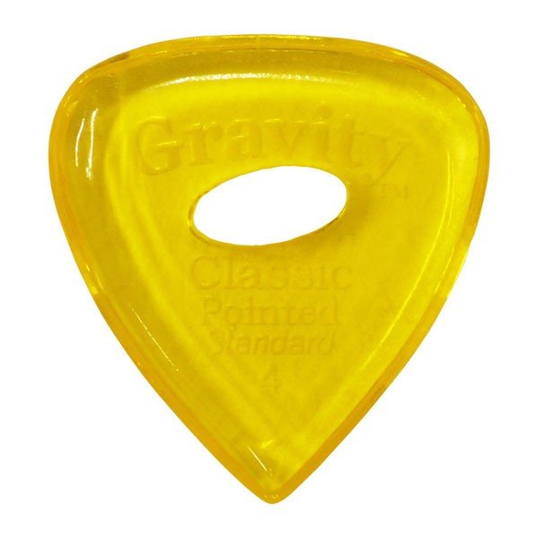 GRAVITY GUITAR PICKS ピック クラシック・ポインテッド・スタンダード　エリプスグリップホール ［4.0 mm with Elipse Grip Hole, Yellow］ 高級