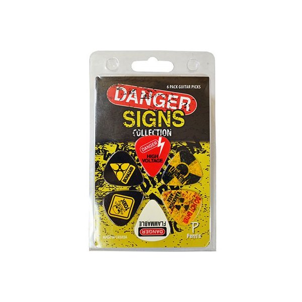 バラエティー6枚セットのピック（色違い） ロゴやイラストのデザインが目を引きます。 シェイプ：ティアドロップ 材質：セルロイド 販売単位：1パック(ピック6枚入り)