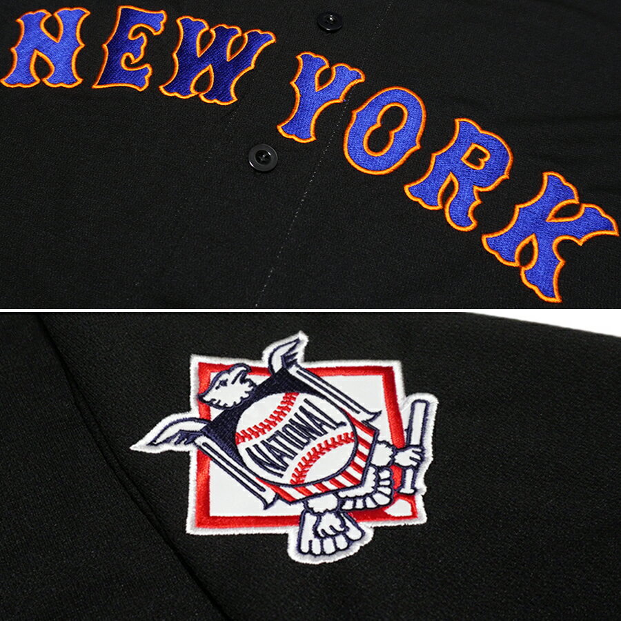 【即納】FANATICS ベースボールシャツ -NEW YORK METS-【BLACK】大きいサイズ 通販 ファナティクス ユニフォーム ニューヨーク メッツ NY ベースボール ジャージ 半袖 ビックシルエット オーバーサイズ BASEBALL SHIRTS ヒップホップ HIP HOP B系 ストリート