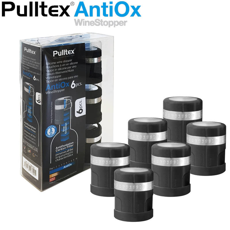 ワインストッパー 【送料無料　正規品　6個セット 】Pulltex / プルテックス アンチオックス ワインセーバー ワインストッパー 業務用 6個セット TEX096BK