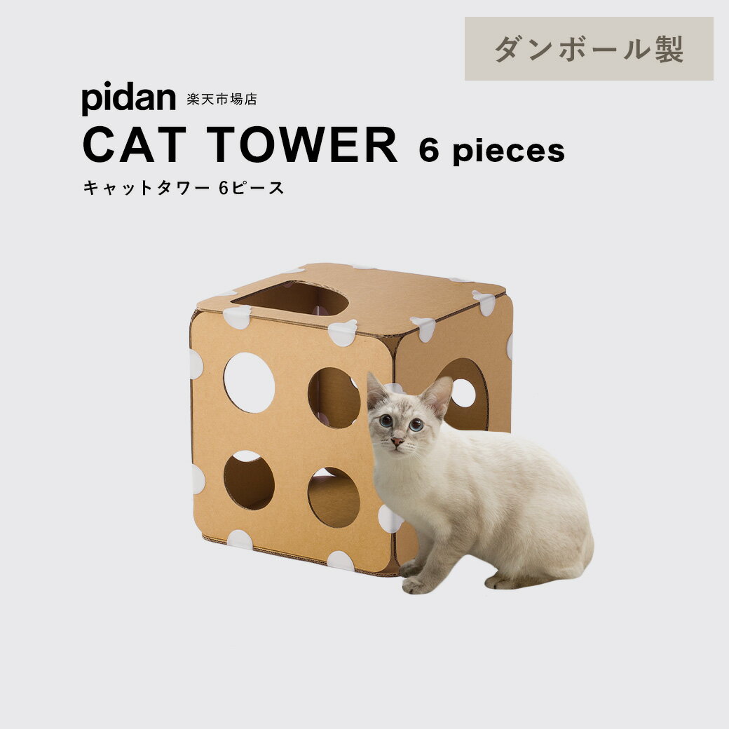 キャットタワー ダンボール 6ピース pidan ピダン 猫 ダンボール製 据え置き 組み立て式 キャットハウス 猫タワー おしゃれ ネコ 猫用