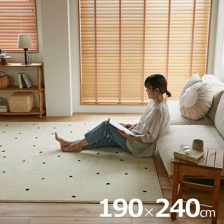 【割引クーポン配布中!】【ホットカーペット/床暖房対応】国産 ラグ 洗える 190x240cm ドット柄 ポッシュ 3畳 カーペット ラグマット 長方形 絨毯 洗濯機OK 防ダニ 抗菌 コンパクト ダイニング リビング ラグ ふわふわ おしゃれ 北欧 [2]