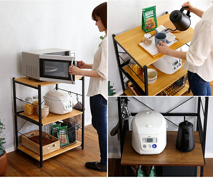 【ポイント7倍！今晩20時開始】ヴィンテージスリムレンジ台(60cm幅) varid(ヴァリド) シャビーオーク VAD-RL--SBO スリム 安心の耐荷重 スライドトレー 無駄のない キッチン回り おしゃれ 3