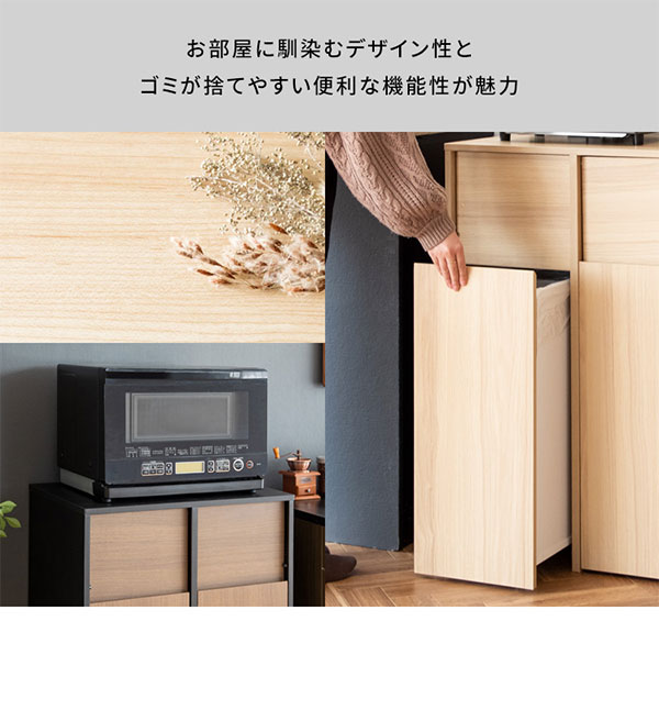【7%OFFクーポン配布中】ゴミ箱 分別キャスター ダストボックス おしゃれ 北欧風 キャスター付き 大型 キッチン レンジ台 調味料 シンプル ゴミ袋が見えない Helios(ヘリオス) DB-F2100 pie-no-10005228 Pie-no サンプル画像3